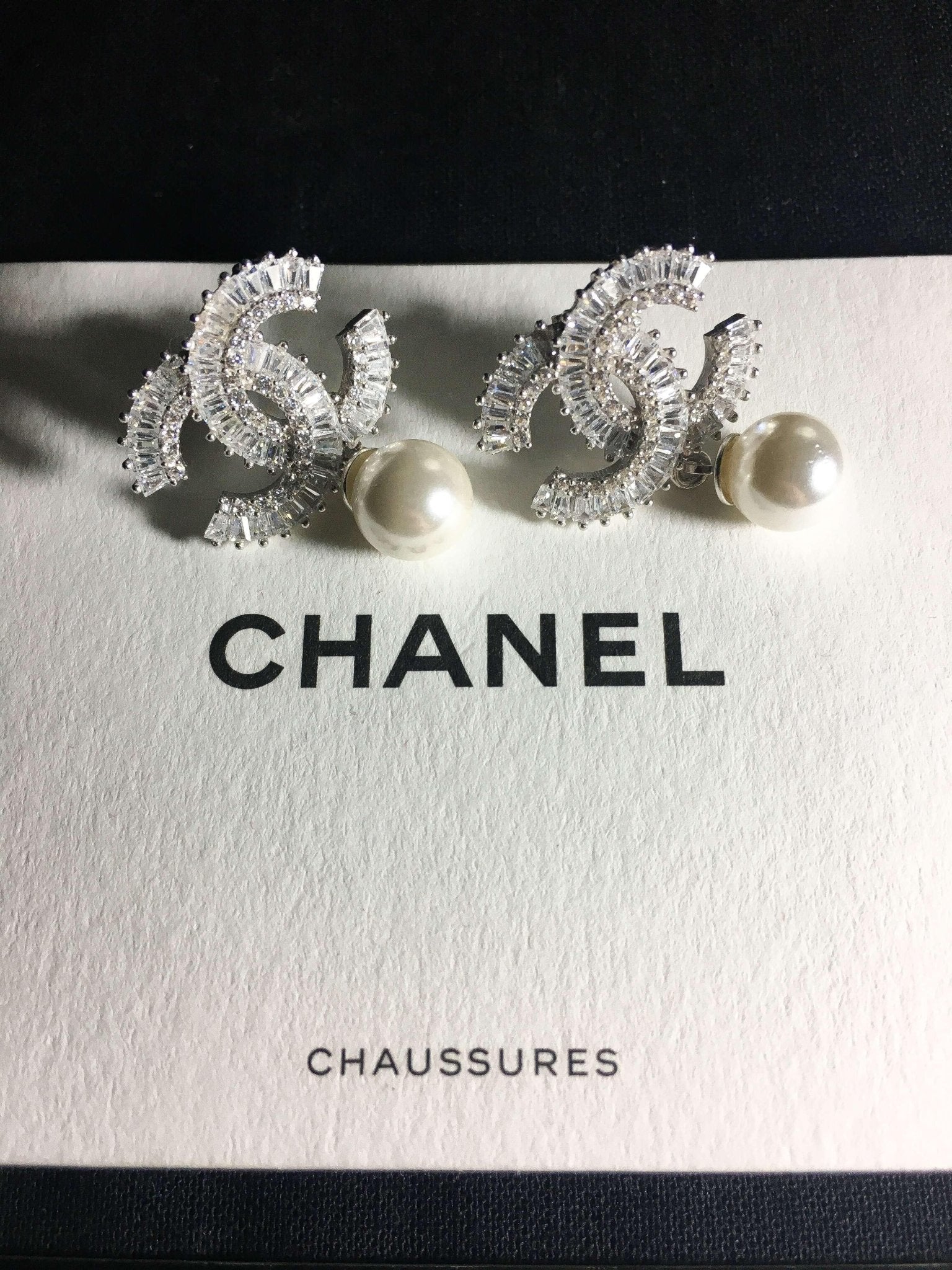Chanel Paris 1993 CC Pearl Drop Earrings